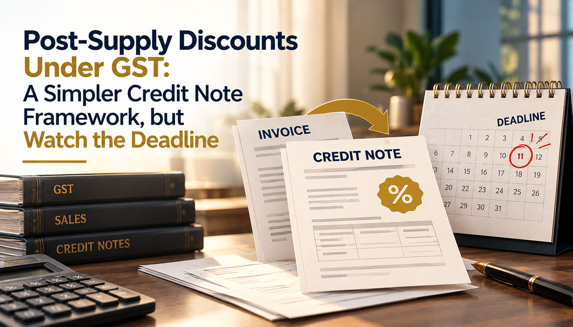 Post-Supply Discounts Under GST: A Simpler Credit Note Framework, but Watch the Deadline